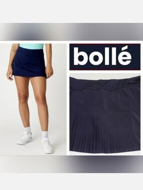 BOLLÈ Navy Blue Tennis Performance Skort Pleated Rear Panel Sz L